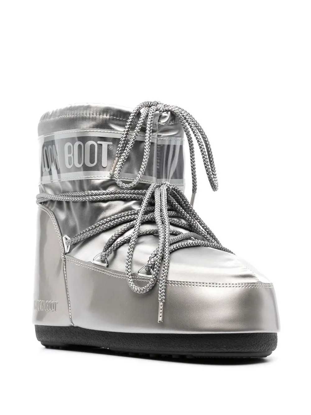 Moon Boot Women Icon Low Glance Boots In Silver Satin MOON BOOT