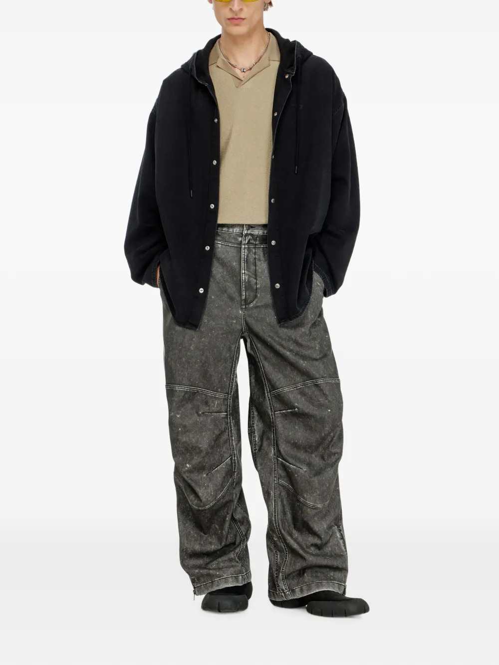 Diesel Men Distressed-Effect Bonded Fabric Trousers DIESEL