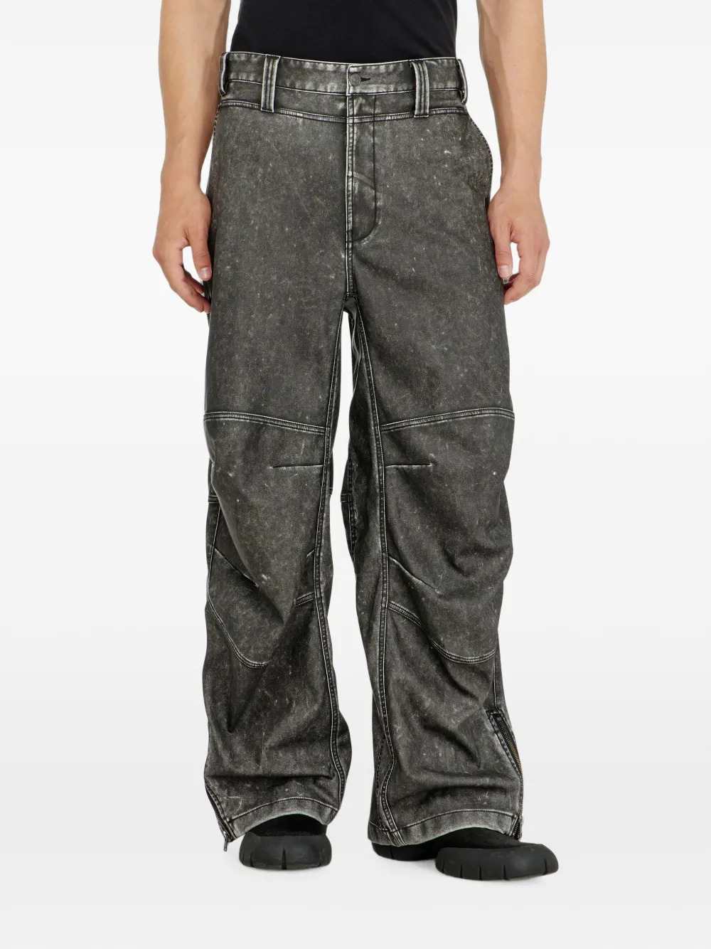 Diesel Men Distressed-Effect Bonded Fabric Trousers DIESEL