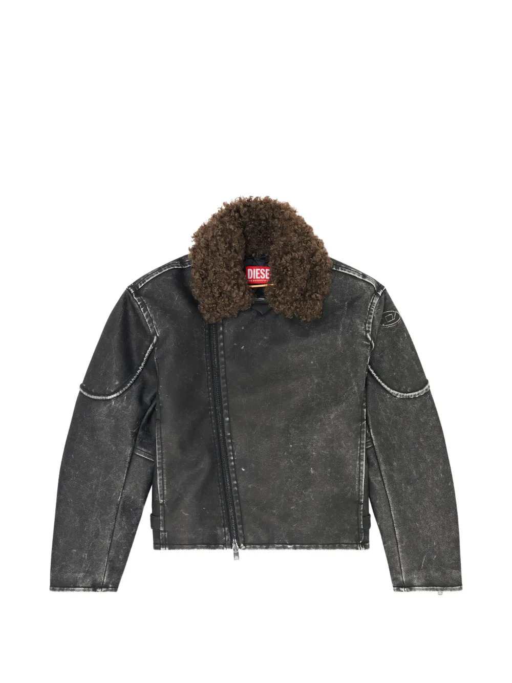 Diesel Men Biker Jacket With Detachable Collar DIESEL