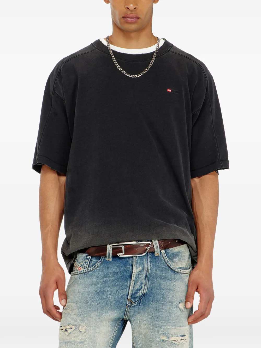 Diesel Men Cotton T-Shirt With A Gradient Effect DIESEL
