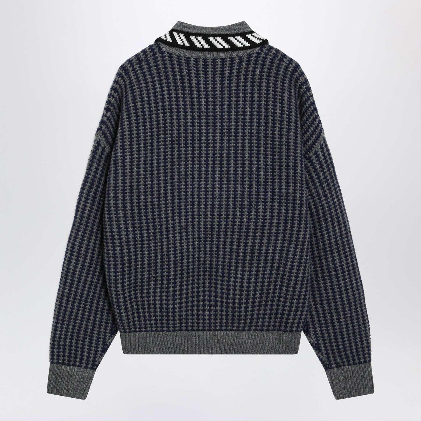 Versace Dark Grey Wool Zip-Up Cardigan Men VERSACE