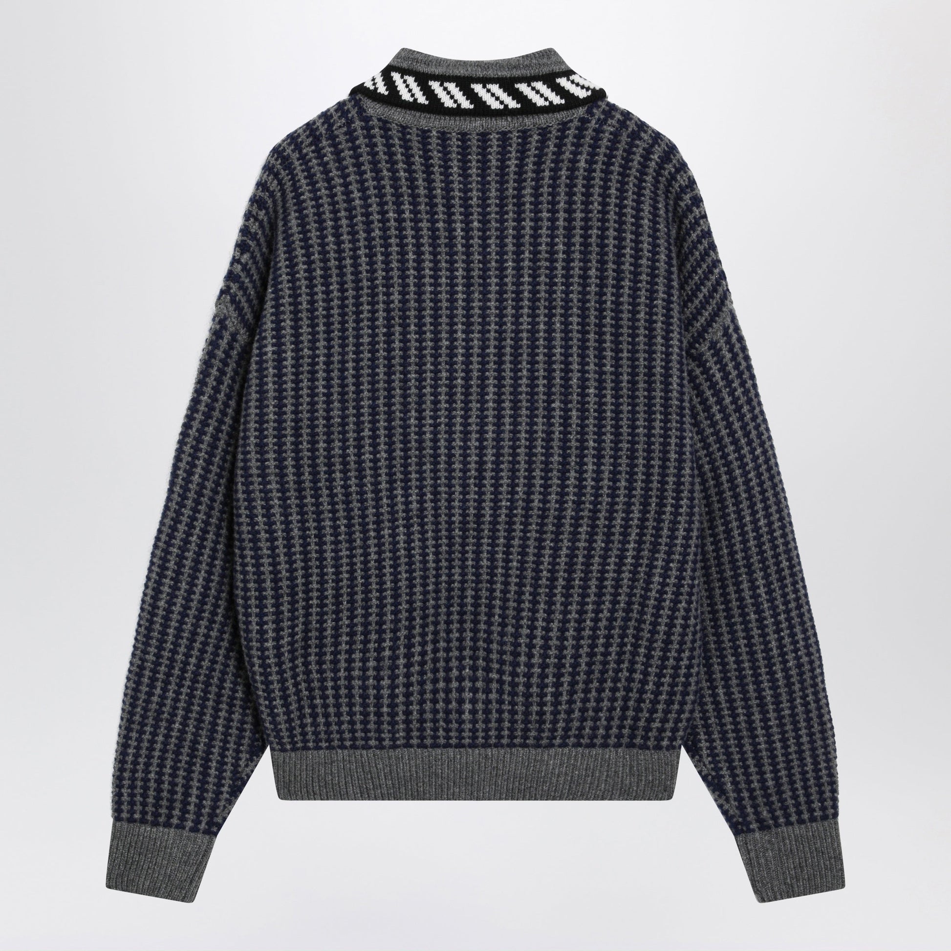 Versace Dark Grey Wool Zip-Up Cardigan Men VERSACE