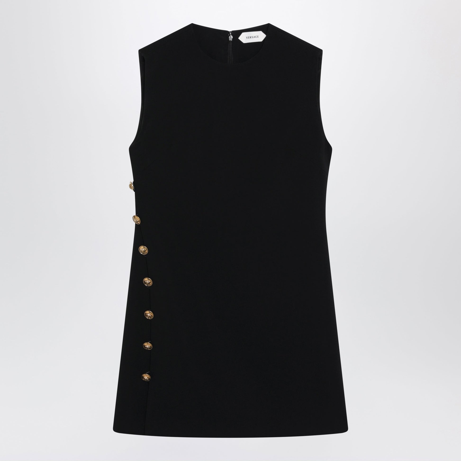 Versace Black Sleeveless Mini Dress In Stretch Viscose Women VERSACE