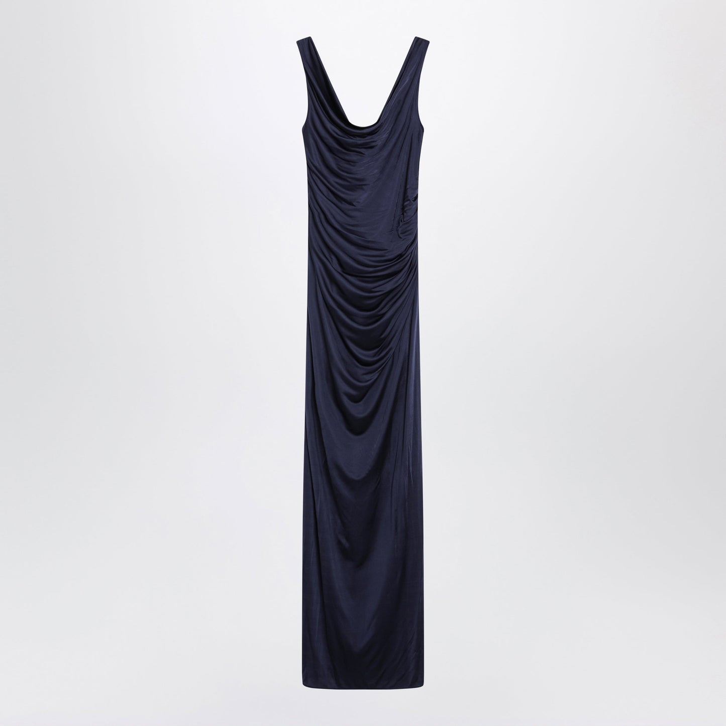 Versace Navy Blue Viscose Jersey Evening Dress Women VERSACE