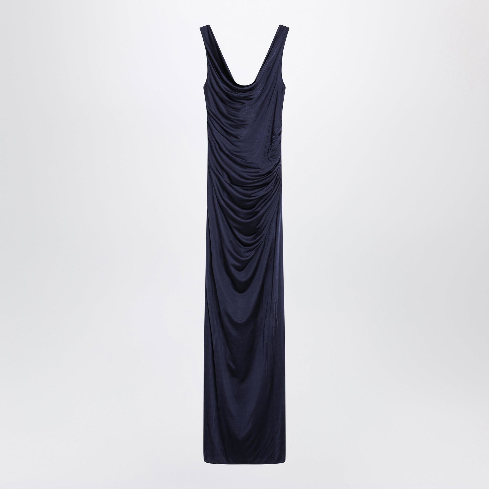 Versace Navy Blue Viscose Jersey Evening Dress Women VERSACE