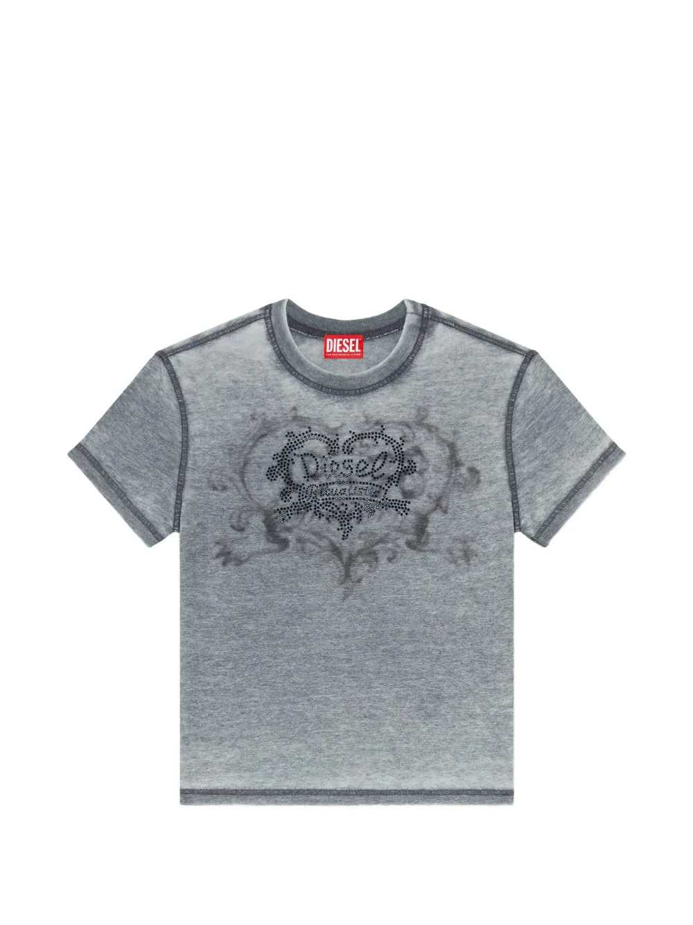 Diesel Women Burnout-Effect Jersey T-Shirt With Rhinestones DIESEL