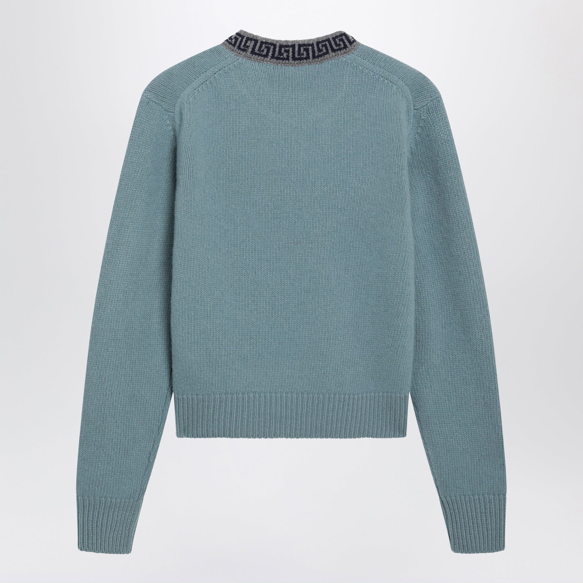Versace Light Blue Wool And Cashmere Crewneck Sweater Women VERSACE