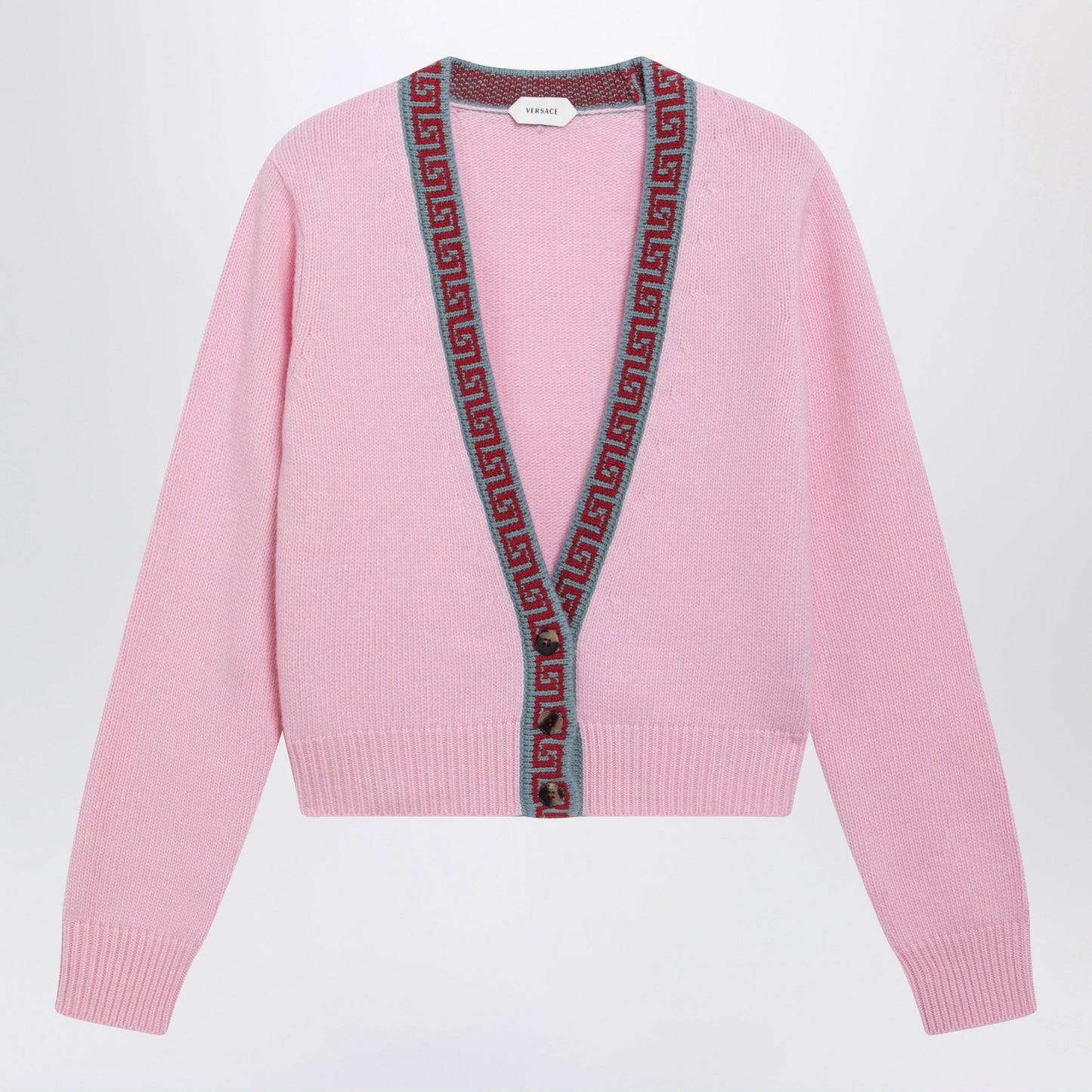 Versace Pink Cardigan In Wool And Cashmere Women VERSACE