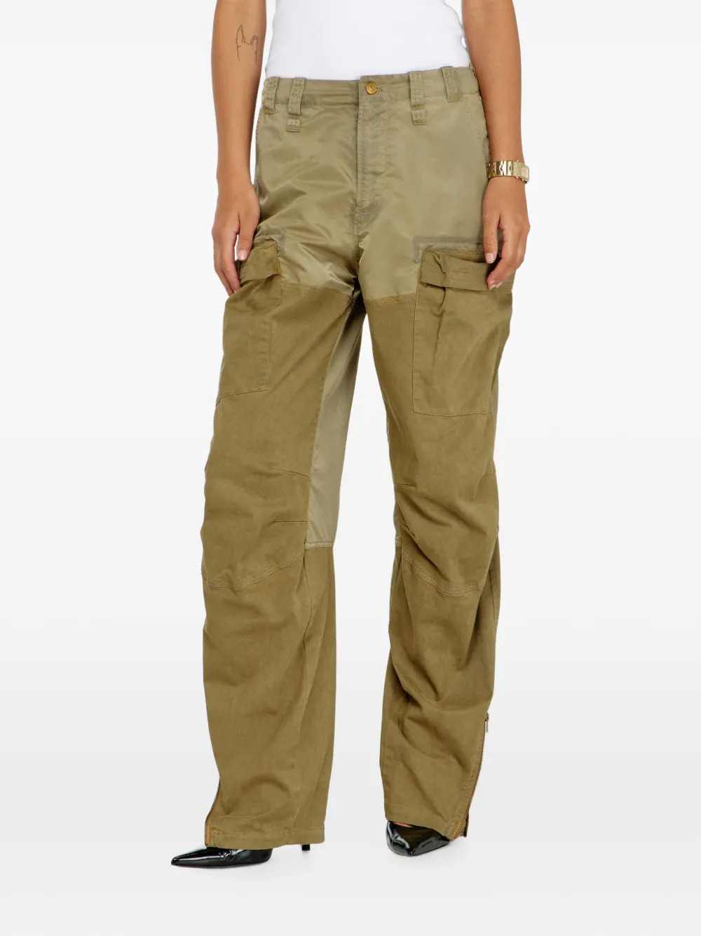 Diesel Women Cotton And Nylon Cargo Pants DIESEL