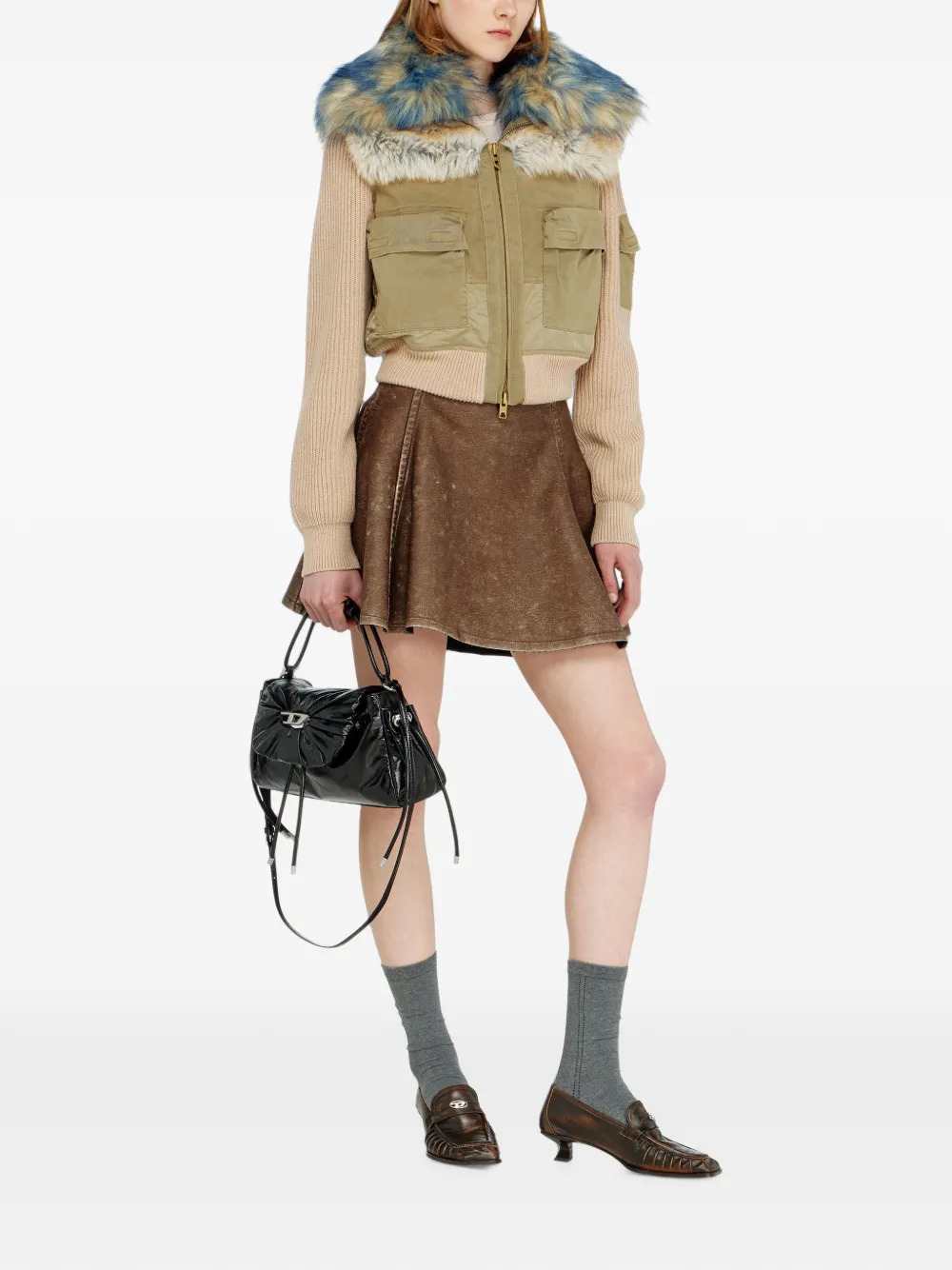 Diesel Women Bomber Jacket With Soft Ribbed Trims DIESEL