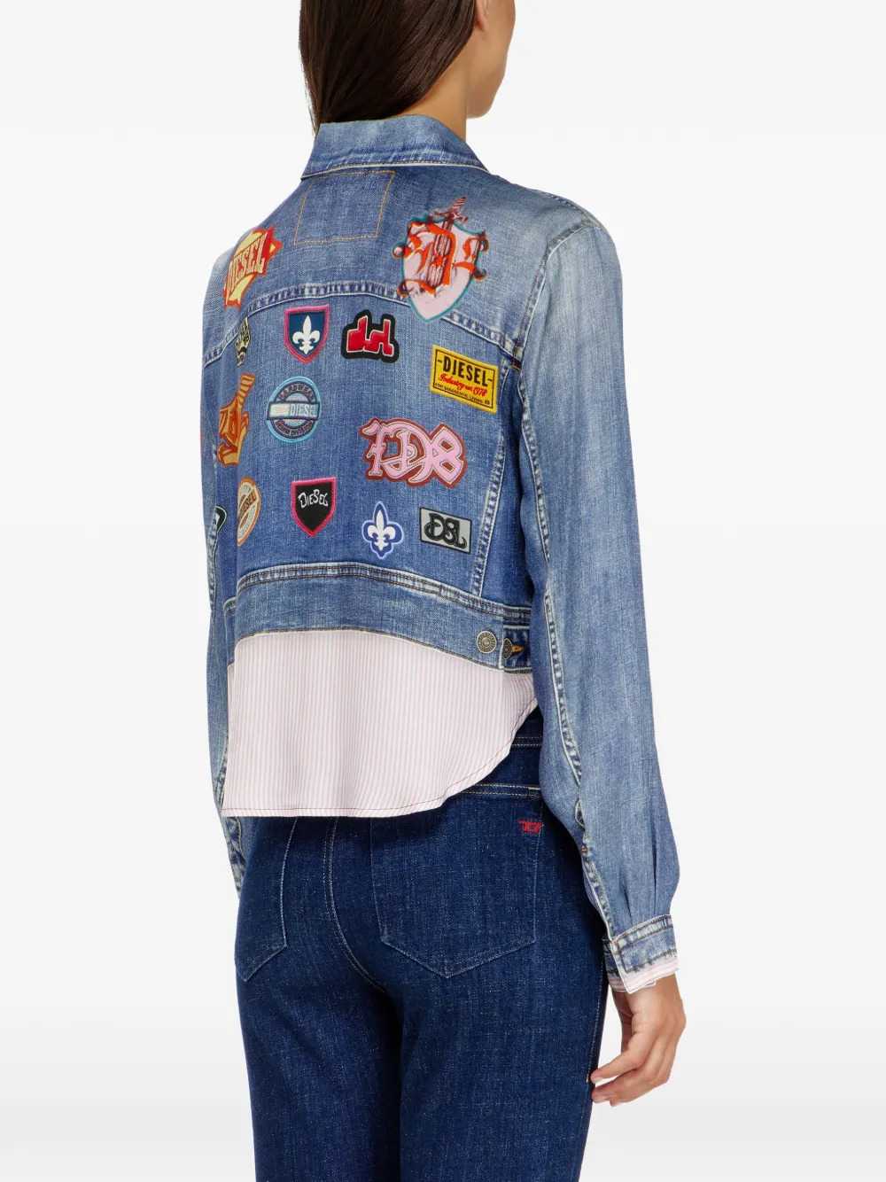 Diesel Women Satin Cropped Shirt With Trompe-L’Oeil Print DIESEL