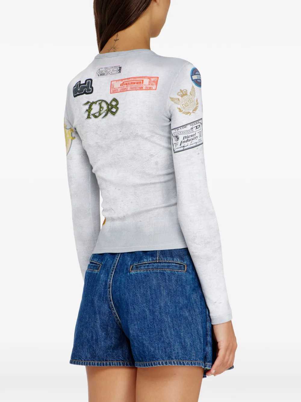 Diesel Women Ribbed Jersey Top With All-Over Print DIESEL