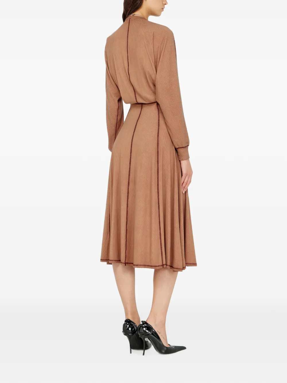 Diesel Women Ribbed Jersey Midi Dress With Batwing Sleeves DIESEL
