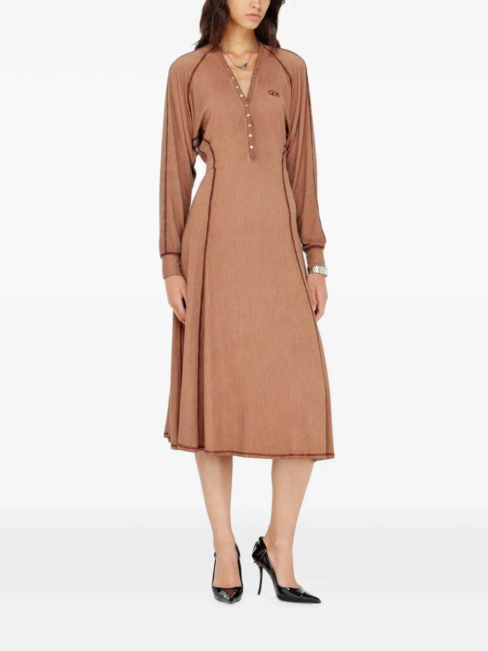Diesel Women Ribbed Jersey Midi Dress With Batwing Sleeves DIESEL