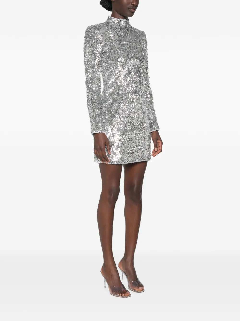 Balmain Women Sequin-Embellished High-Neck Mini Dress BALMAIN