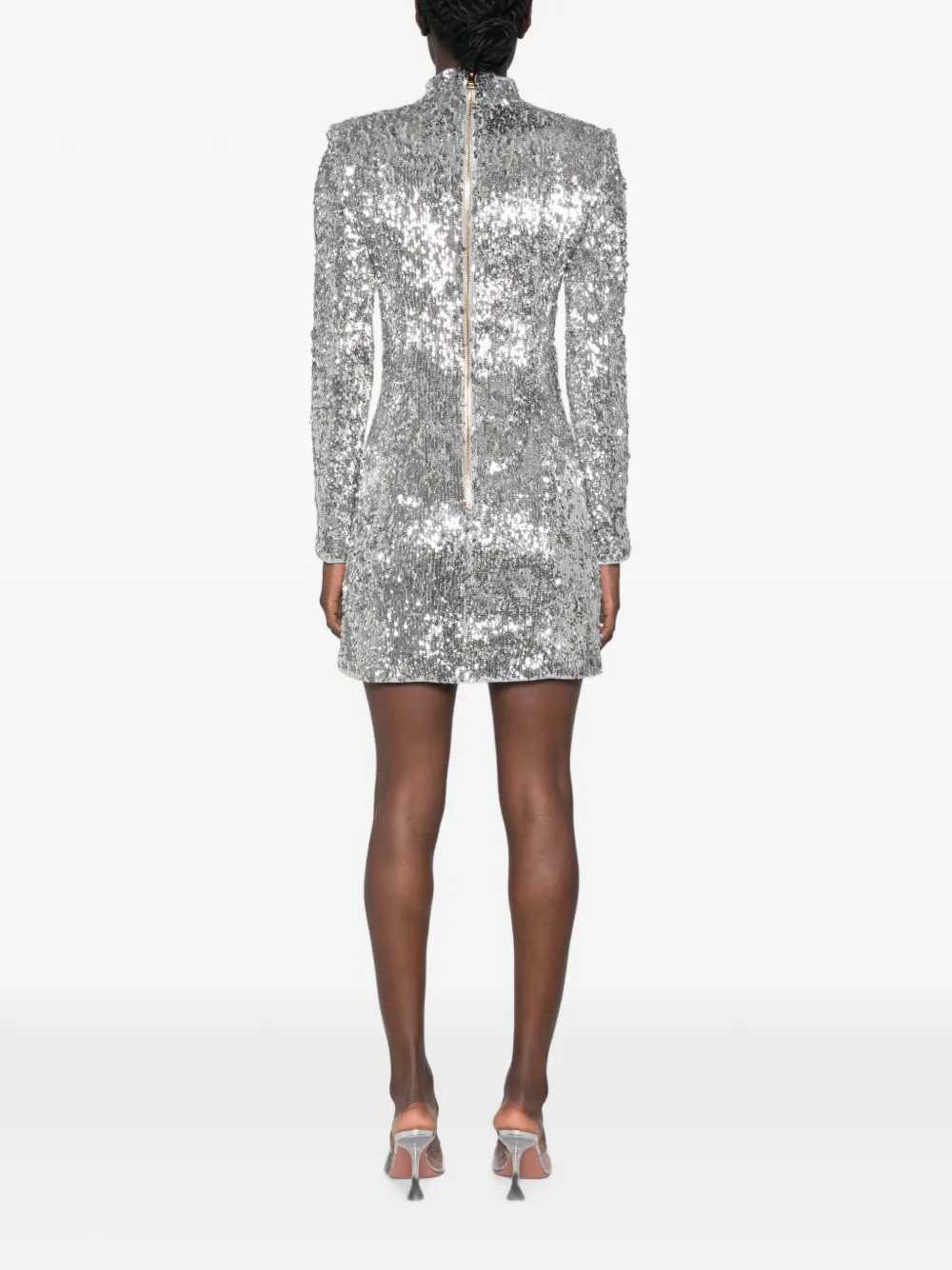 Balmain Women Sequin-Embellished High-Neck Mini Dress BALMAIN