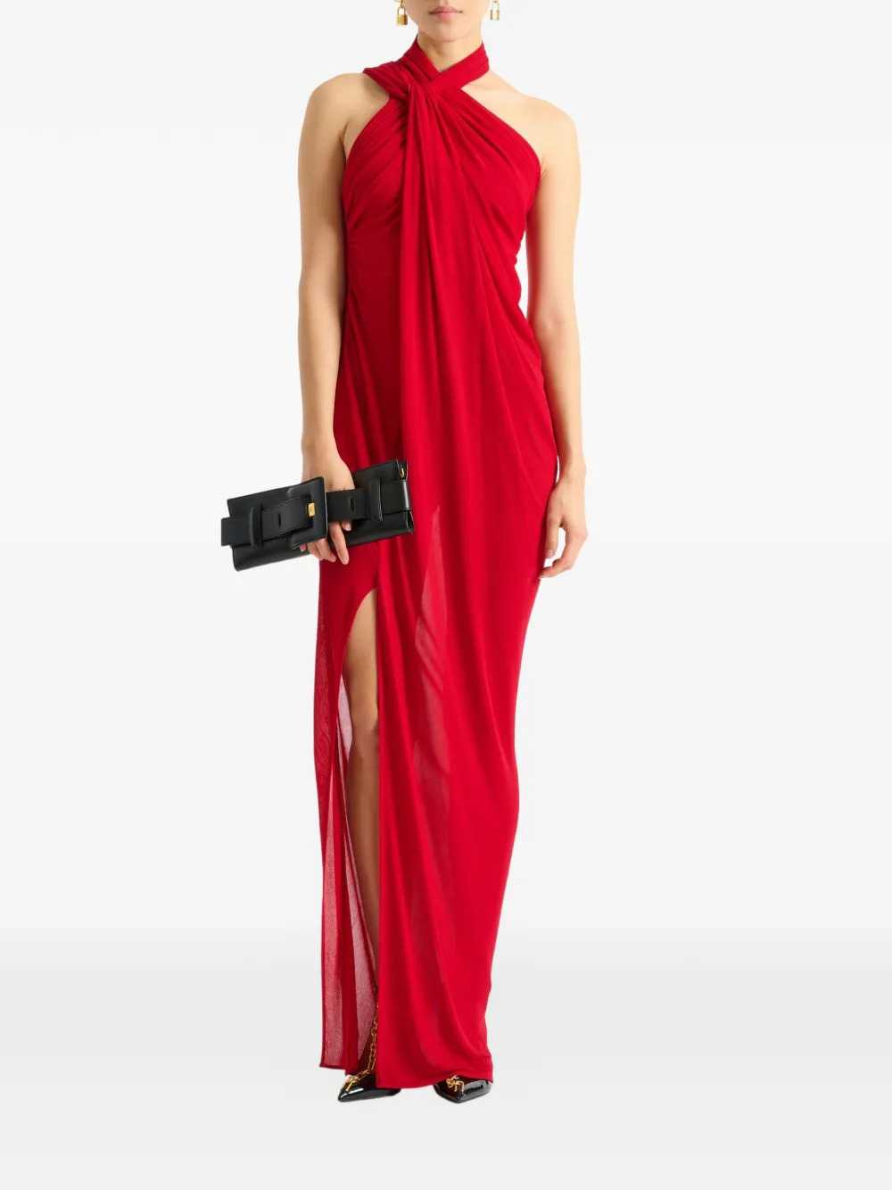 Balmain Women Draped Jersey Maxi Dress BALMAIN