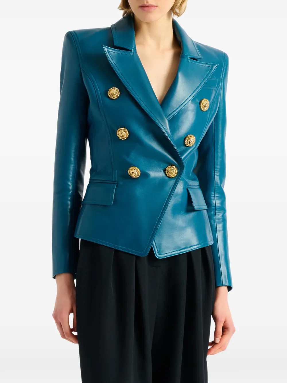 Balmain Women 6-Button Leather Jacket BALMAIN