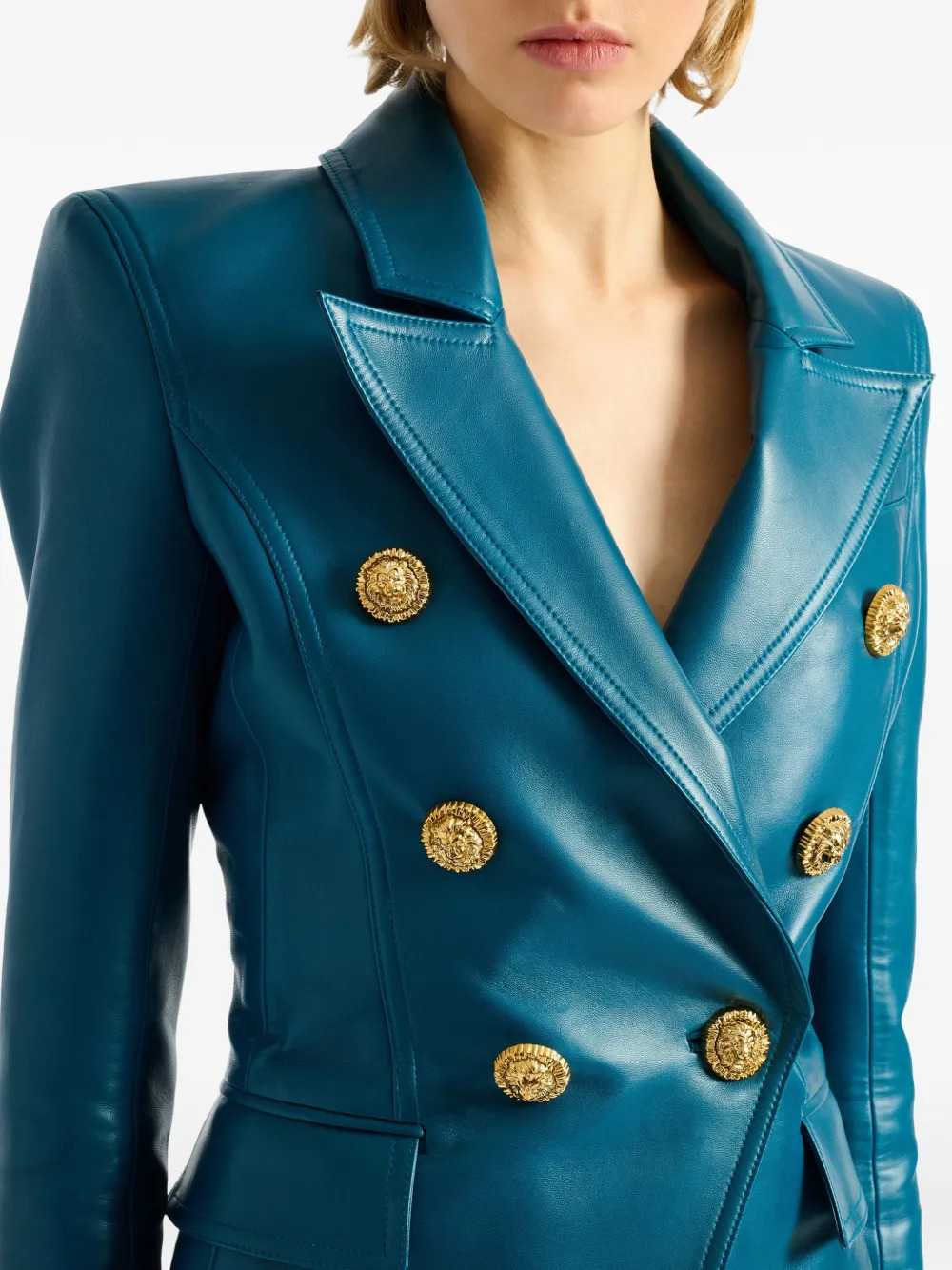 Balmain Women 6-Button Leather Jacket BALMAIN