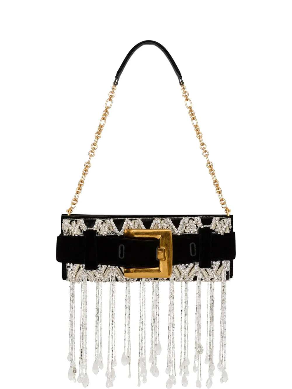 Balmain Women Anthem Embroidered Velvet Clutch BALMAIN