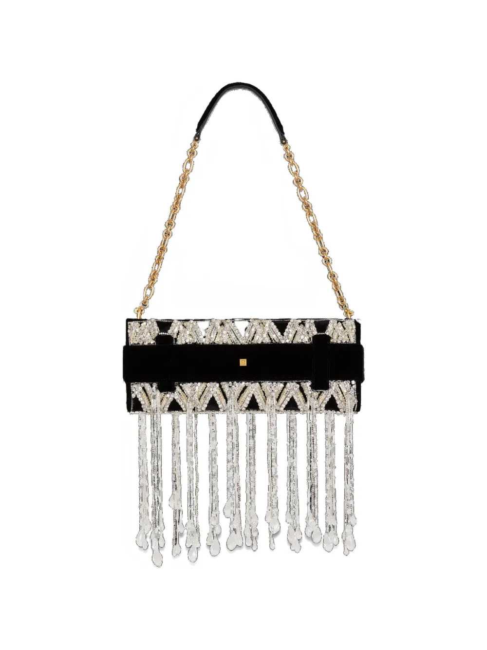 Balmain Women Anthem Embroidered Velvet Clutch BALMAIN