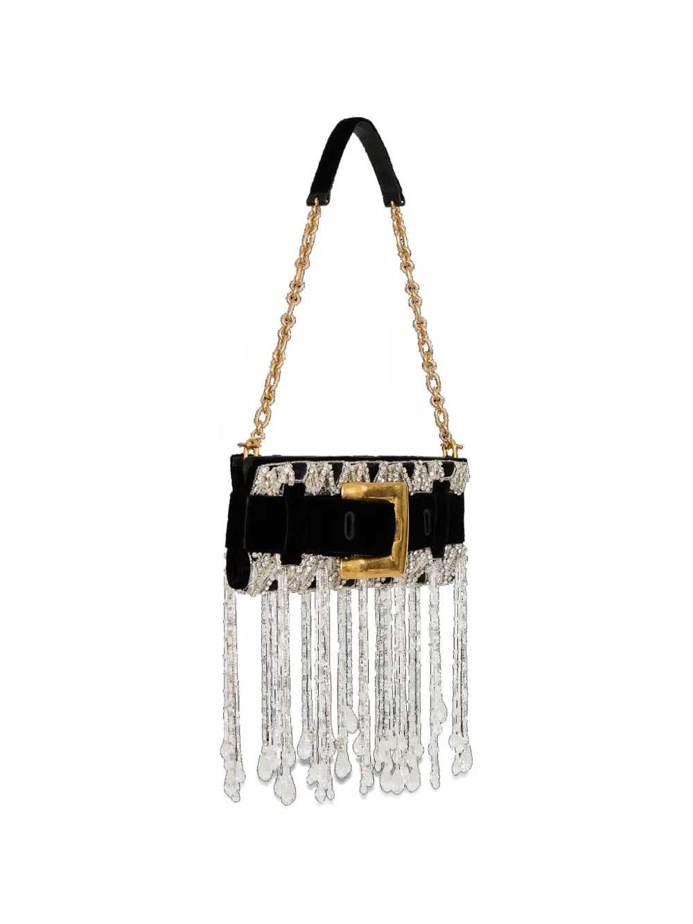 Balmain Women Anthem Embroidered Velvet Clutch BALMAIN