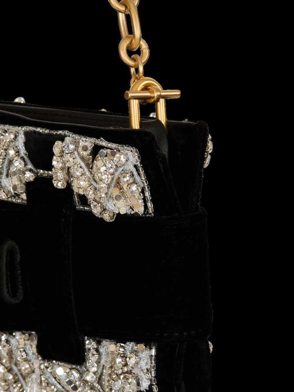 Balmain Women Anthem Embroidered Velvet Clutch BALMAIN