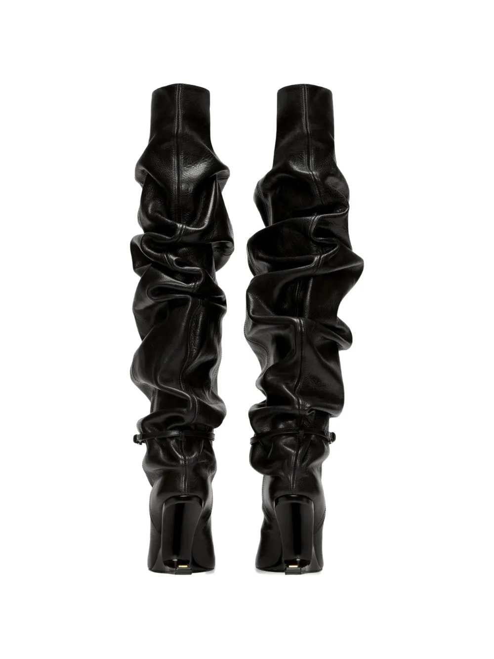 Balmain Women Textured Leather Thigh-High Boots With Tassels BALMAIN