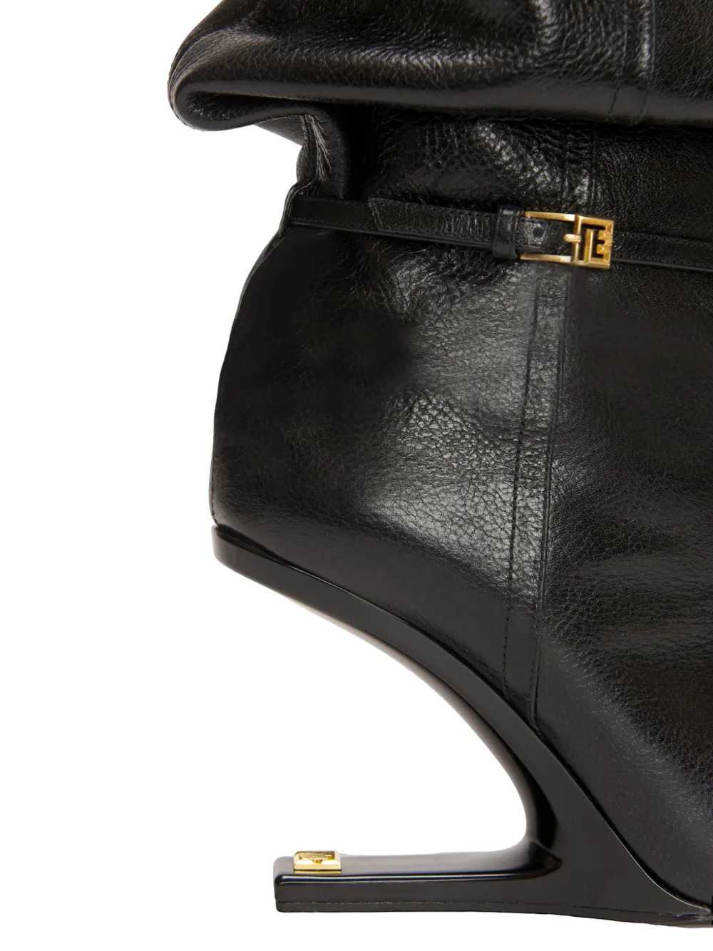Balmain Women Textured Leather Thigh-High Boots With Tassels BALMAIN