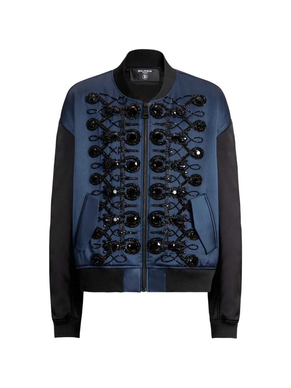 Balmain Men Satin Military Bomber Jacket BALMAIN