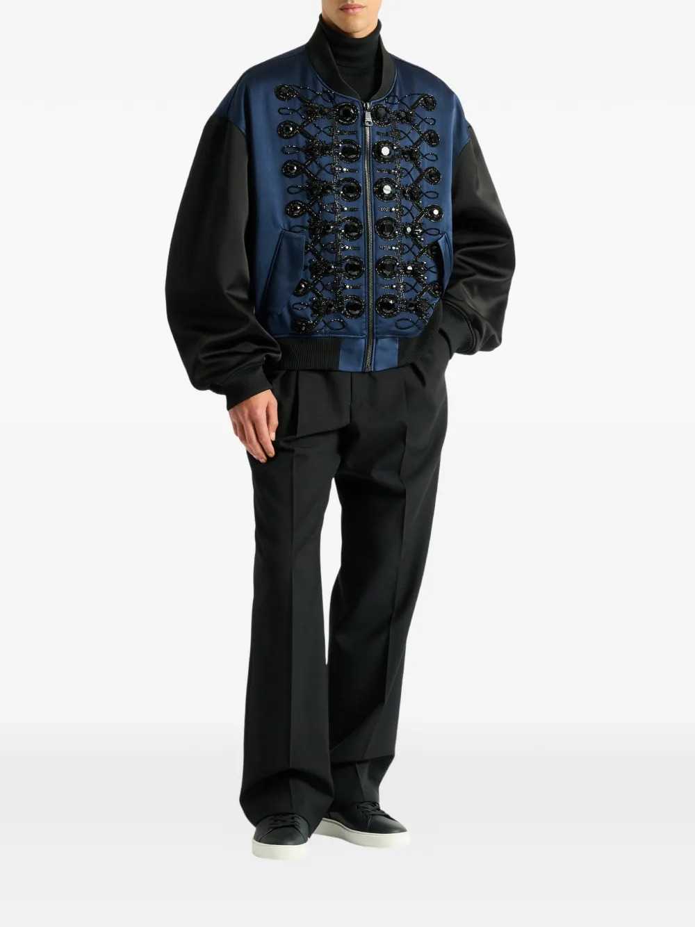 Balmain Men Satin Military Bomber Jacket BALMAIN