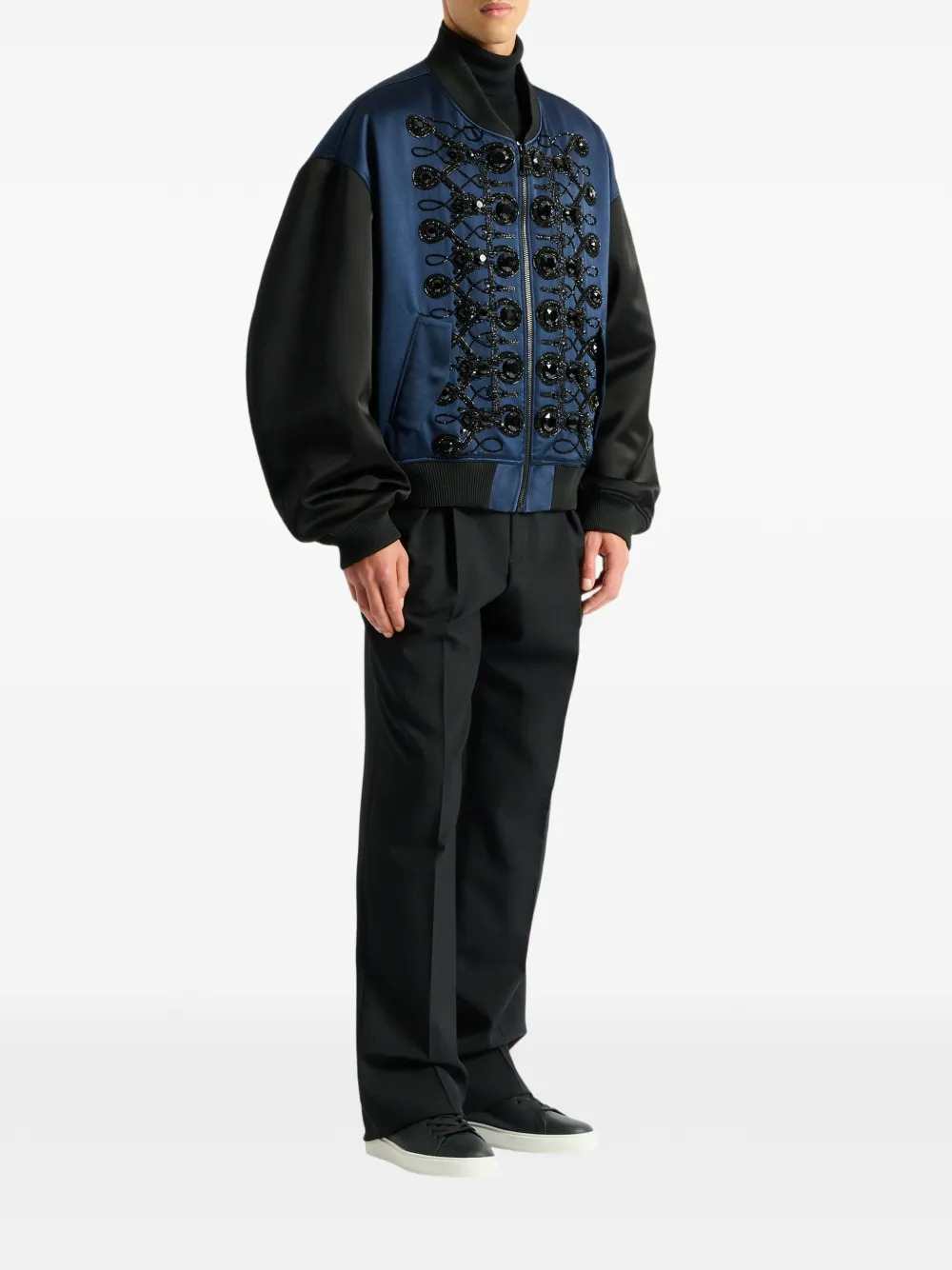Balmain Men Satin Military Bomber Jacket BALMAIN