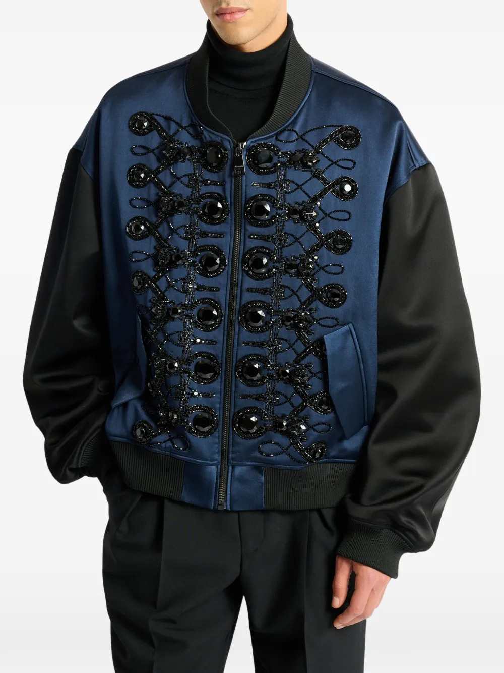 Balmain Men Satin Military Bomber Jacket BALMAIN