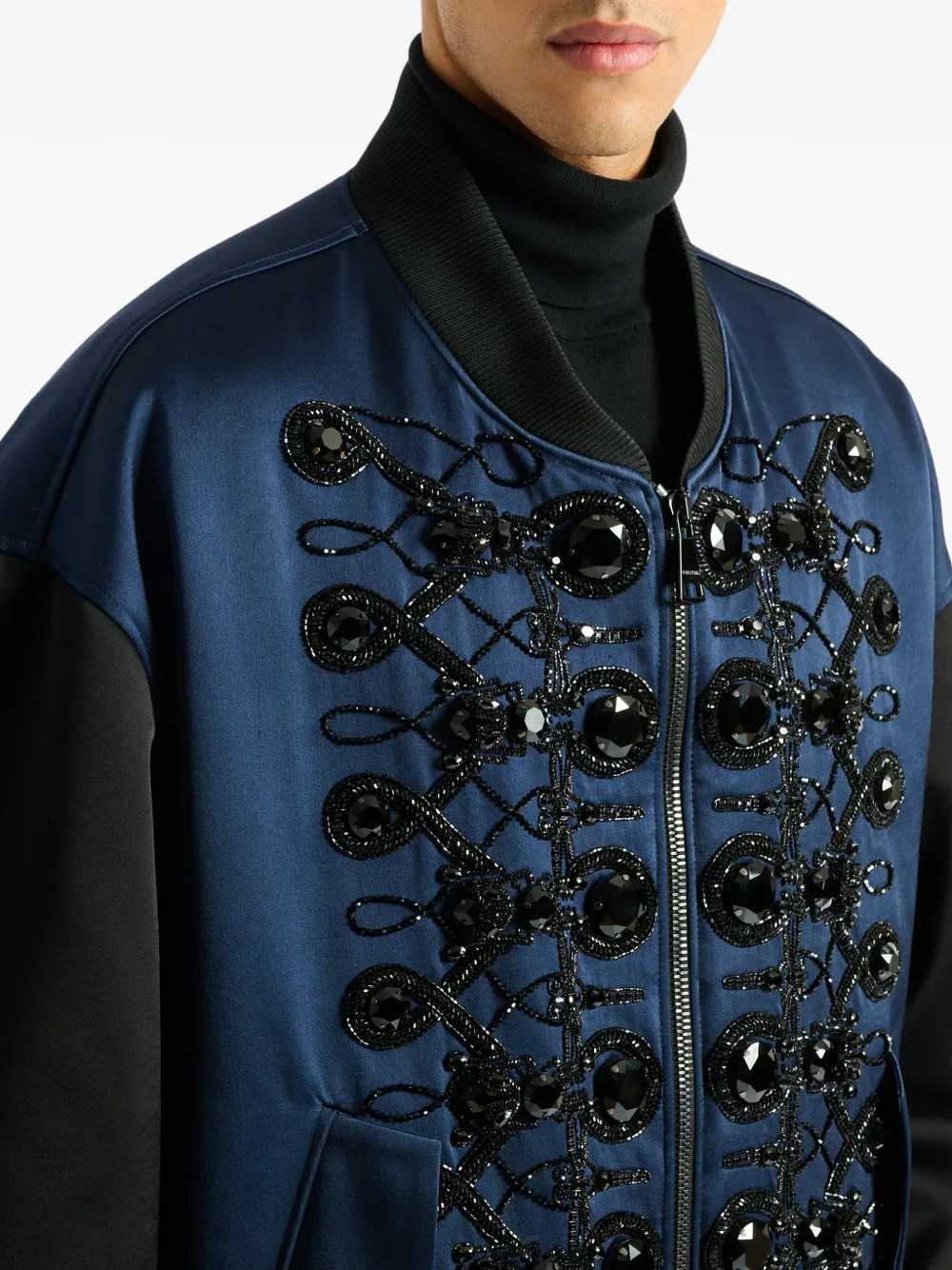 Balmain Men Satin Military Bomber Jacket BALMAIN