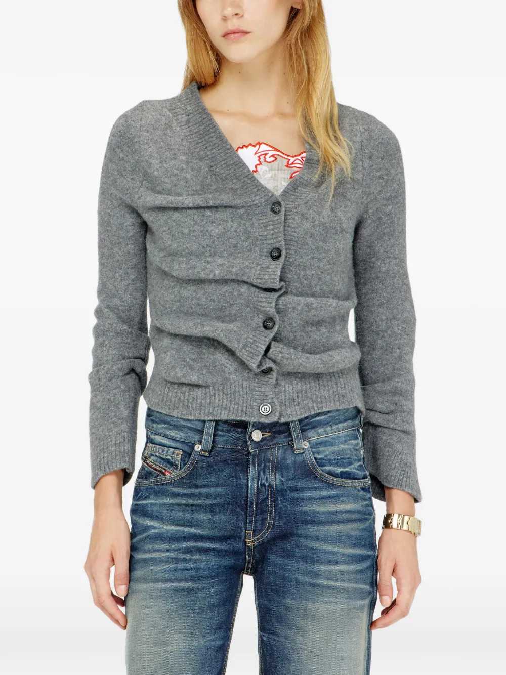 Diesel Women Crinkle-Effect Cropped Cardigan DIESEL