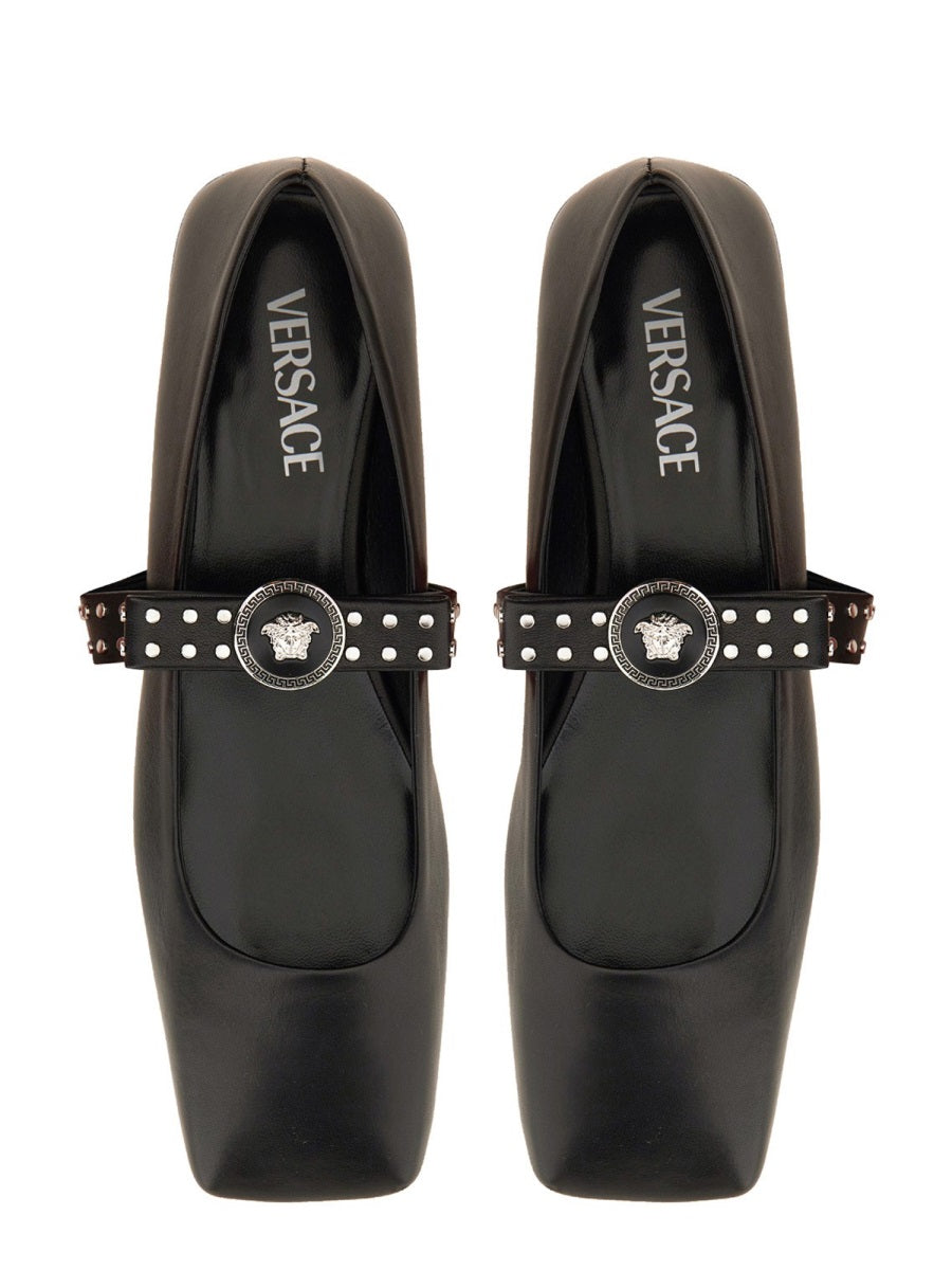 Versace Women Ballerina "Gianni" Ribbon With Studs VERSACE