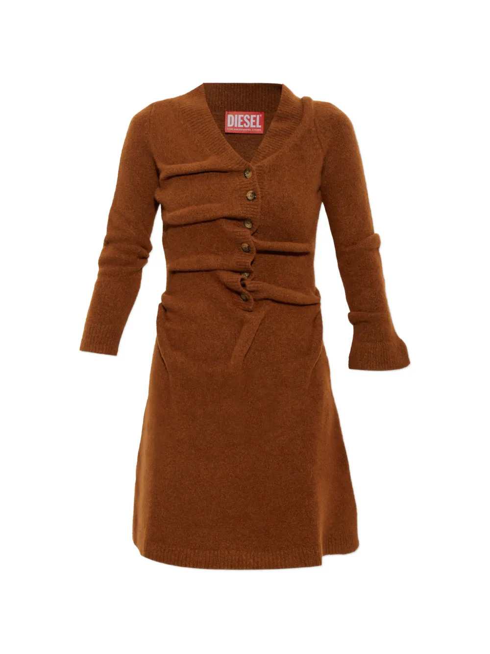 Diesel Women Cardigan-Style Dress In Crinkled Boiled Wool DIESEL