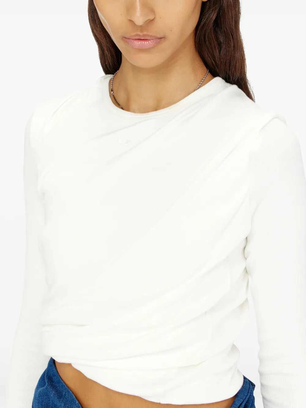Diesel Women Long-Sleeve Double-Layer Jersey T-Shirt With Ruffles DIESEL