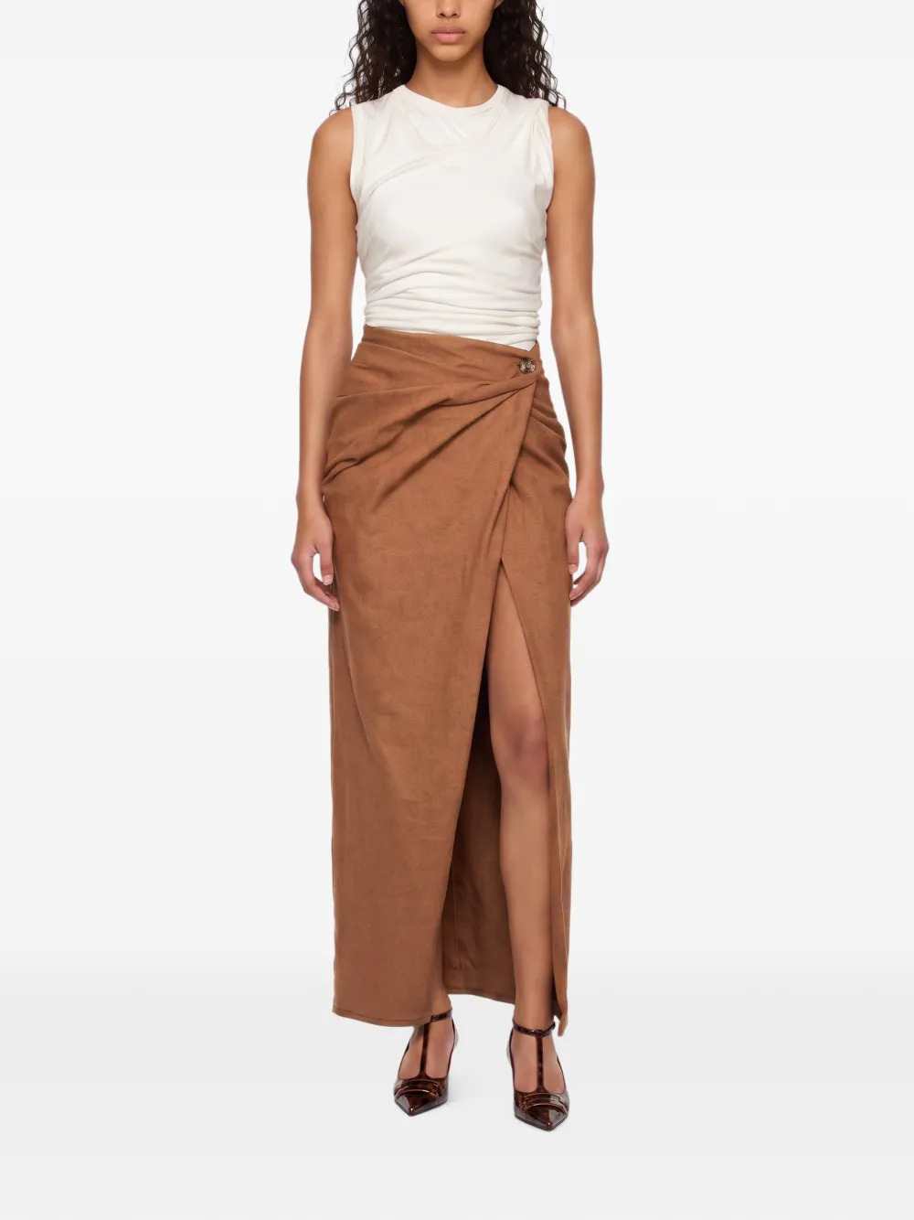 Diesel Women Draped Denim Midi Skirt DIESEL