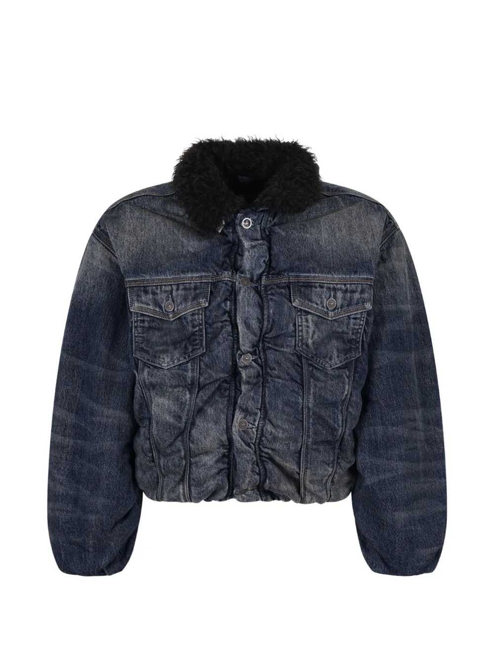 Diesel Unisex D-Curly-Fsj1 Jacket With A Washed-Out Effect And Ruffle Detail DIESEL
