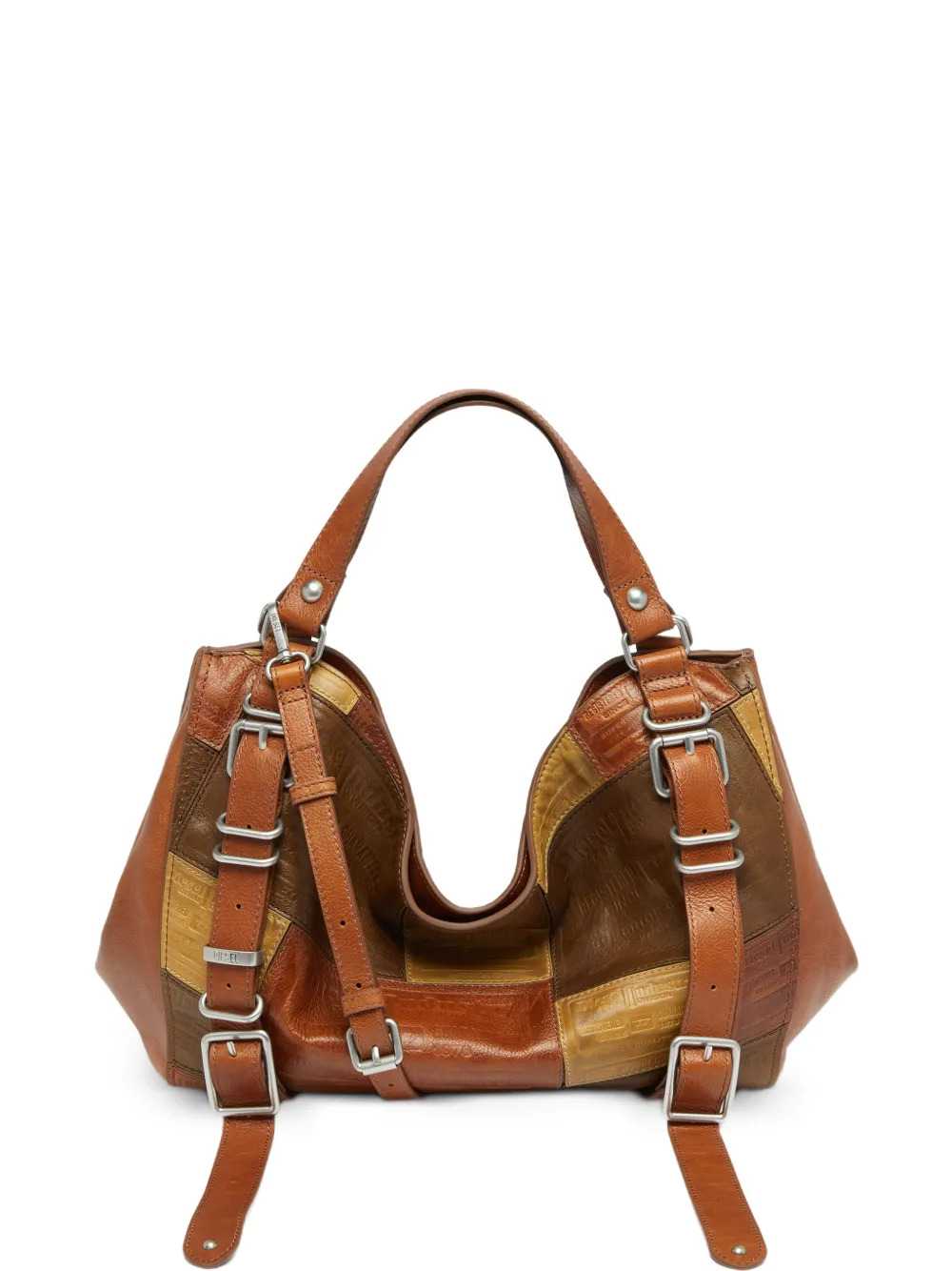 Diesel Unisex Medium D-One Leather Tote Bag With Patchwork Design And Handle DIESEL