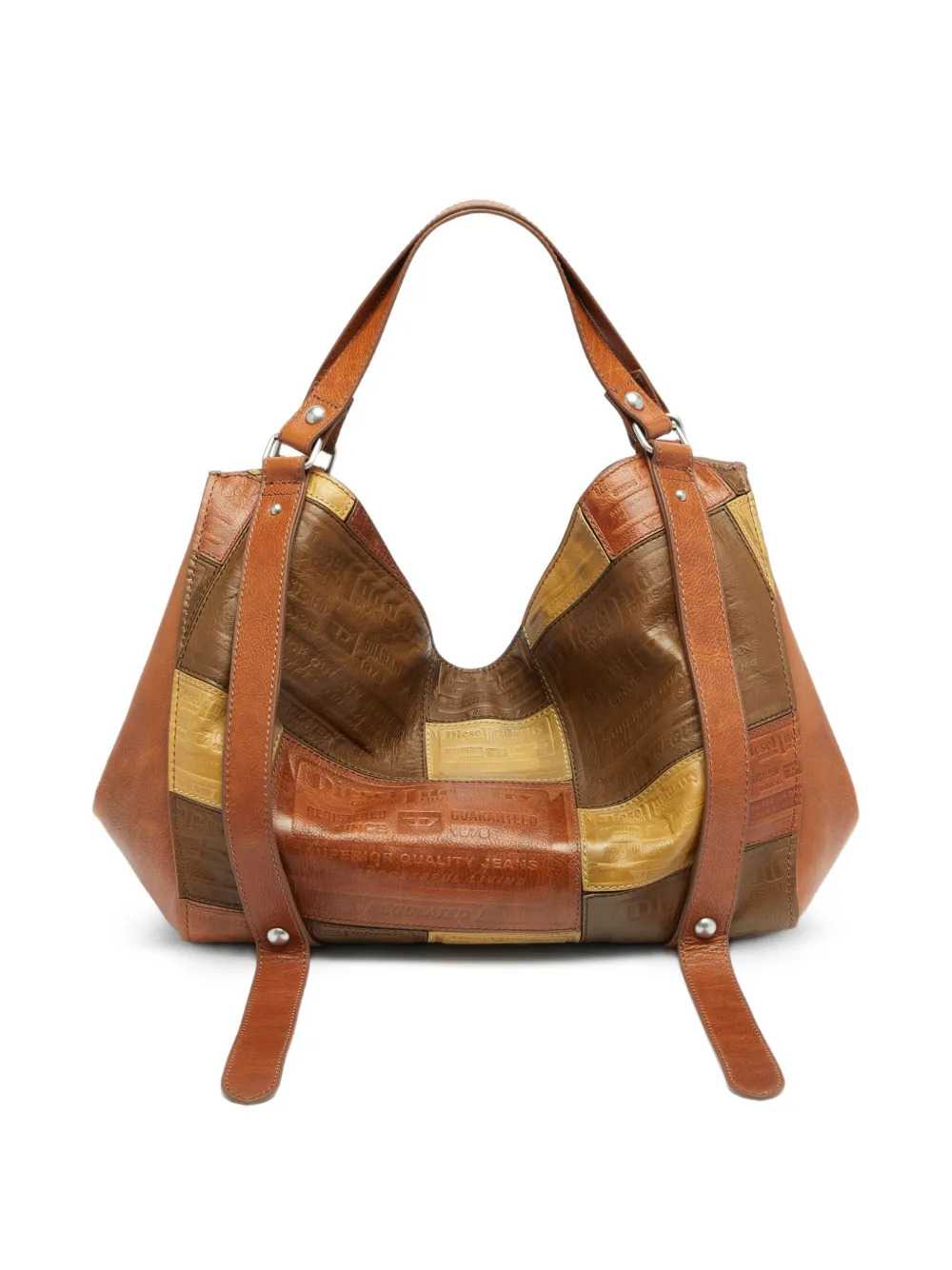 Diesel Unisex Medium D-One Leather Tote Bag With Patchwork Design And Handle DIESEL