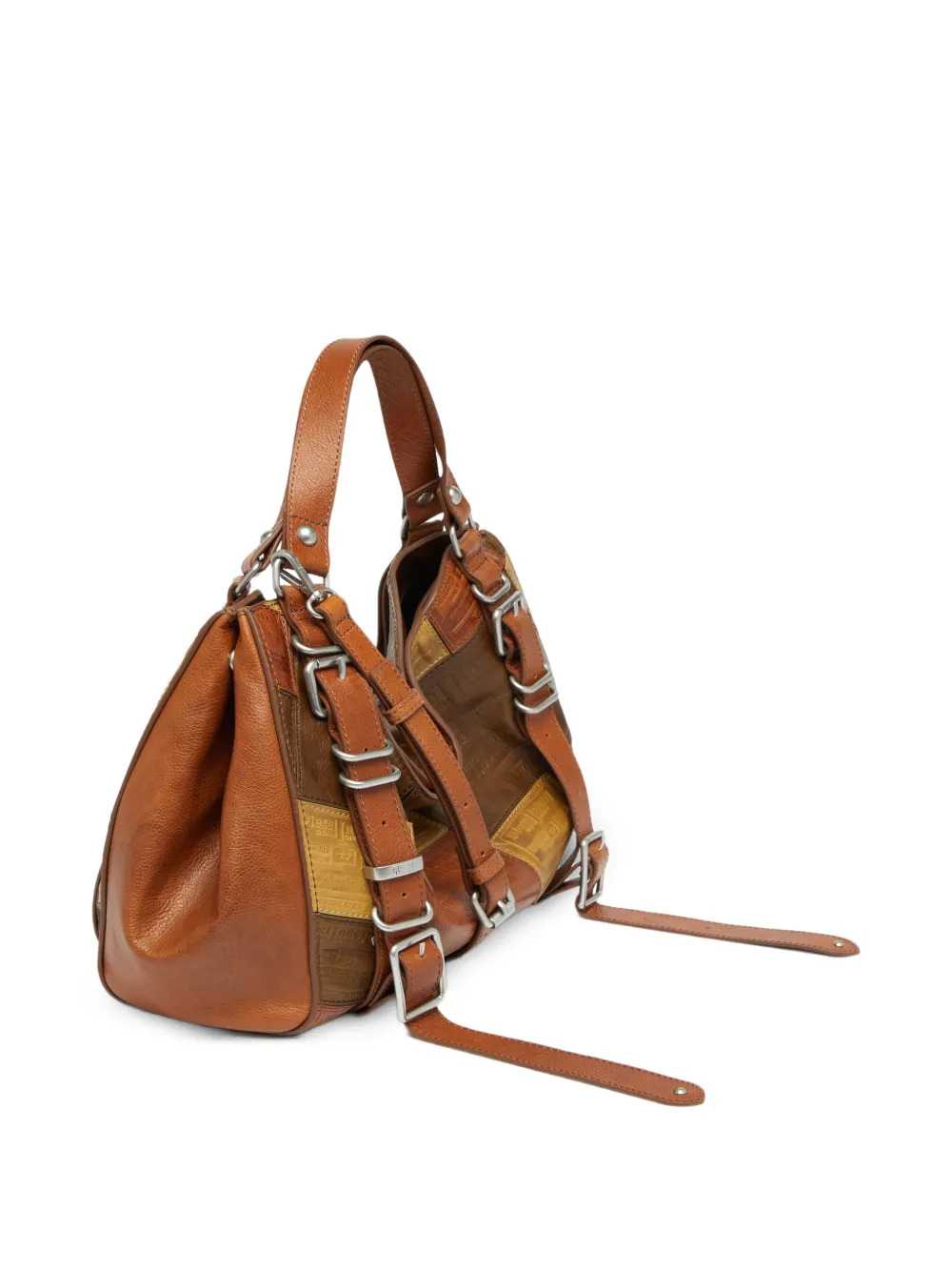 Diesel Unisex Medium D-One Leather Tote Bag With Patchwork Design And Handle DIESEL
