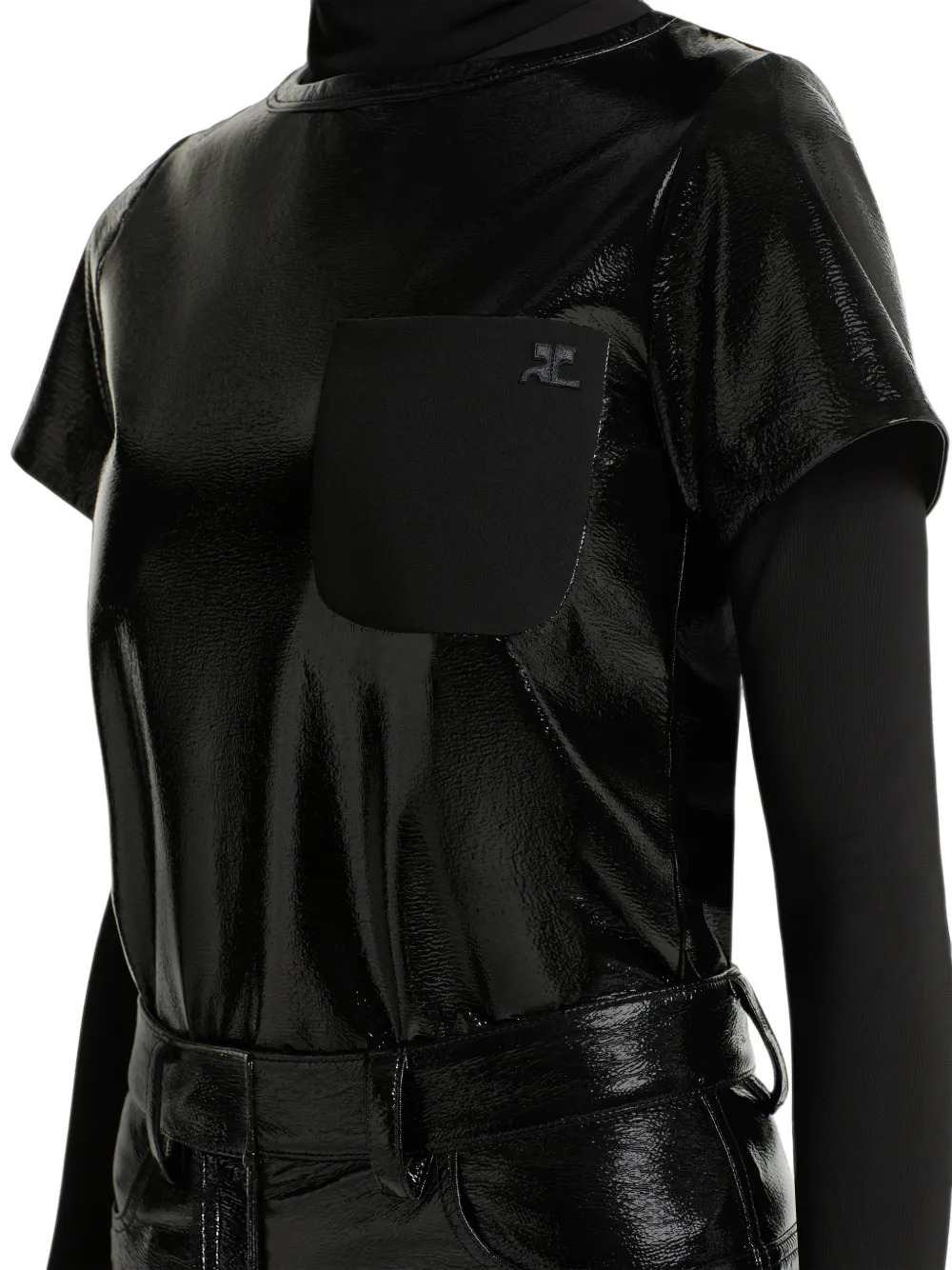Courreges Women Vinyl-Detail T-Shirt With Pocket COURREGES