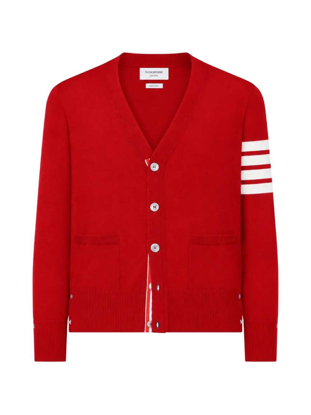 Thom Browne Men Merino Wool Cardigan With 4-Bar Detail THOM BROWNE