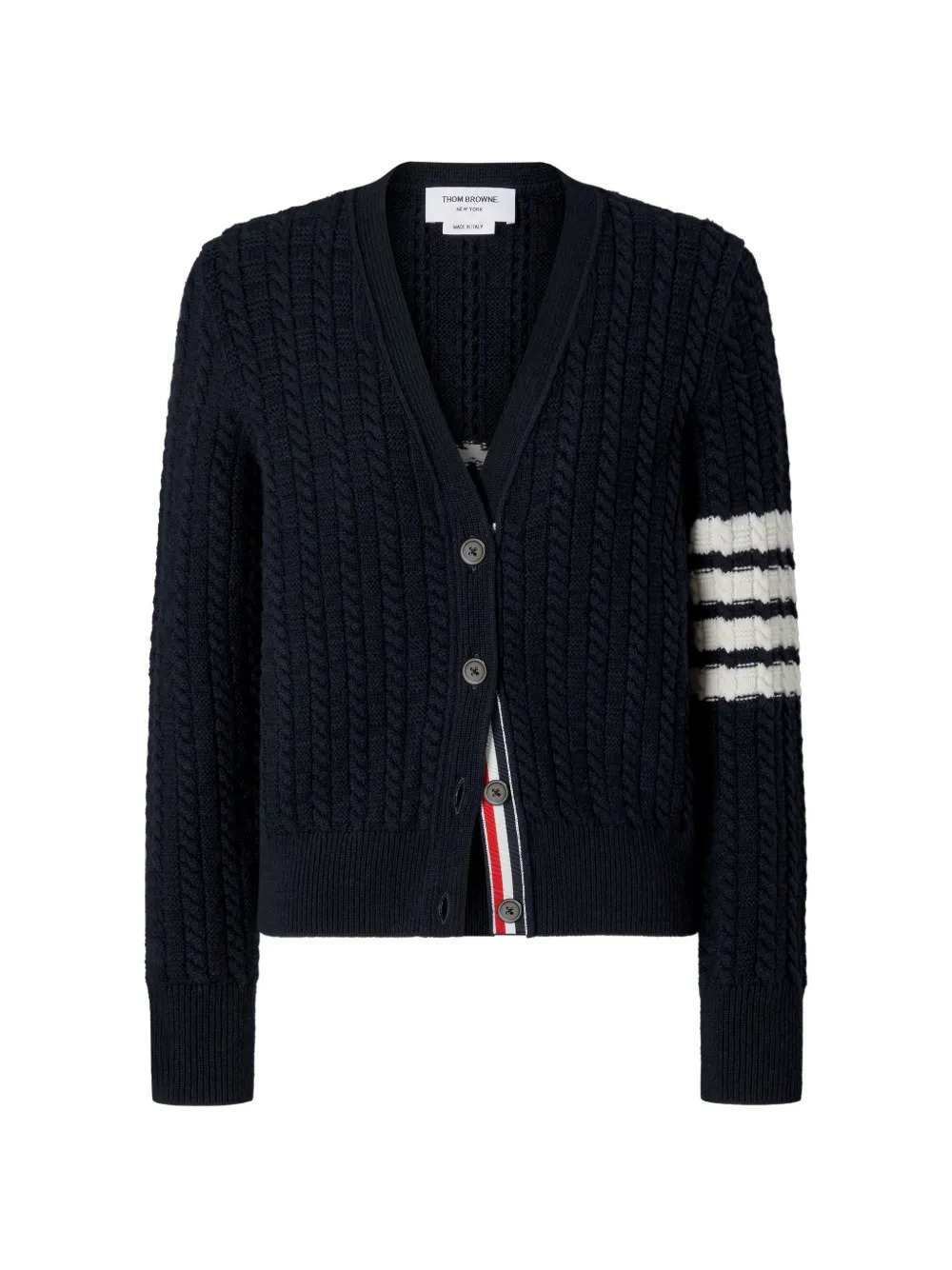 Thom Browne Women Merino Wool Cardigan With 4-Bar Detail THOM BROWNE