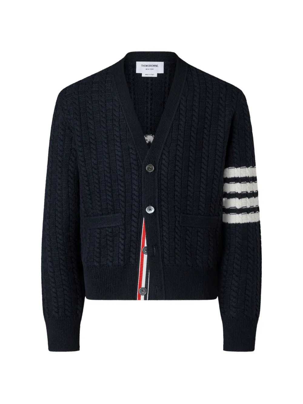 Thom Browne Men Merino Wool Anchor Cardigan With 4-Bar Detail THOM BROWNE