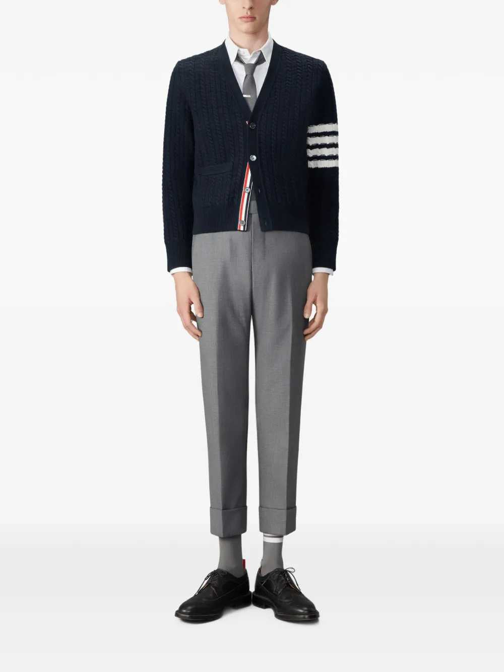 Thom Browne Men Merino Wool Anchor Cardigan With 4-Bar Detail THOM BROWNE