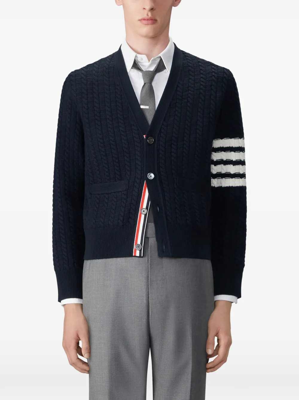 Thom Browne Men Merino Wool Anchor Cardigan With 4-Bar Detail THOM BROWNE